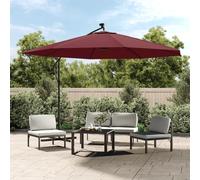 vidaXL Ombrellone a Sbalzo con LED Rosso Bordò 350 cm