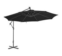 VIDAXL - Ombrellone a Sbalzo con Luci LED Nero 350 cm