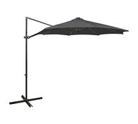 AX Ombrellone Sbalzo Sole LED Manovella Antracite 2,55m Rotondo Stabile 312338