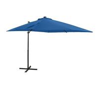 VIDAXL - Ombrellone a Sbalzo con Palo e Luci a LED Azzurro 250 cm