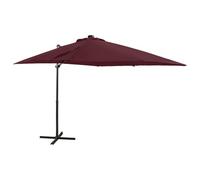 vidaXL Ombrellone A Sbalzo Con Palo E Luci A Led Rosso Bordò 250 cm impermeabile resistente per esterni impermeabile resistente per esterni impermeabi - rosso 312326
