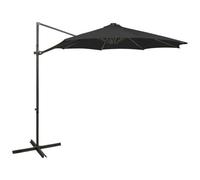 VIDAXL - Ombrellone a Sbalzo con Palo e Luci a LED Nero 300 cm