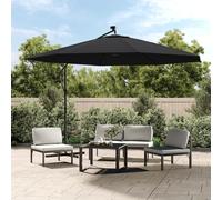 vidaXL Ombrellone a Sbalzo con Palo e Luci a LED Nero 350 cm