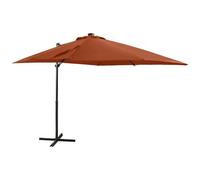 VIDAXL - Ombrellone a Sbalzo con Palo e Luci a LED Terracotta 250 cm
