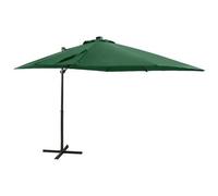 VIDAXL - Ombrellone a Sbalzo con Palo e Luci a LED Verde 250 cm