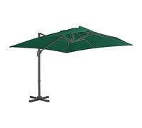 vidaXL Ombrellone a Sbalzo Tenda Cantilever Regolabile da Giardino Parasole Anti UV Stabile Arredi Esterni con Palo in Alluminio Verde 300x300 cm