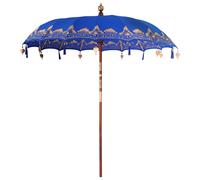 vidaXL Ombrellone Altro Blu x 250 cm Cotone e legno
