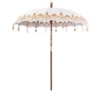 vidaXL Ombrellone Altro Crema x 250 cm Cotone e legno