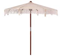 vidaXL Ombrellone Altro Crema x 250 cm Cotone e legno massello