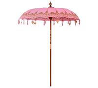 vidaXL Ombrellone Altro Rosa x 260 cm Cotone e legno massello