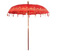 vidaXL Ombrellone Altro Rosso x 250 cm Cotone e Legno