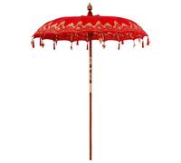 vidaXL Ombrellone Altro Rosso x 250 cm Cotone e legno