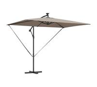 vidaXL Ombrellone Cantilever, in acciaio verniciato a polvere, 294 x 200 x 254 cm, con angolo di inclinazione regolabile e manovella, LED solare, antivento, perfetto per esterni, balcone, giardino e