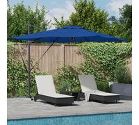 vidaXL Ombrellone Cantilever Roma con LED in Blu Azzurro - 286 x 285 x 270 cm, in Alluminio.