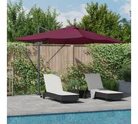 vidaXL Ombrellone Cantilever Roma con LED Rosso Bordeaux, 352 x 251 x 265 cm in alluminio