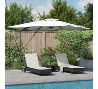 vidaXL Ombrellone Cantilever Roma con LED Solari - Sabbia - 286 x 285 x 270 cm - Alluminio