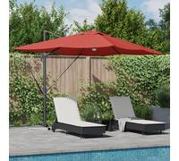 vidaXL Ombrellone cantilever Roma di , con LED, colore terracotta, dimensioni 352x251x265 cm, in alluminio.