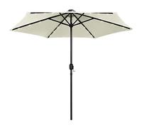 vidaXL Ombrellone con Luci a LED e Palo Alluminio Parasole Protezione per il Sole Telo Protettivo Tenda Accessori da Esterni 270 cm Bianco Sabbia