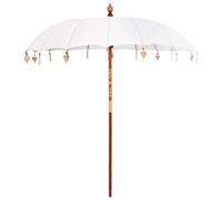 vidaXL Ombrellone Crema x 250 cm Cotone e legno massello