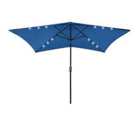 VIDAXL - Ombrellone da Esterni con LED e Palo in Acciaio Azzurro 2x3 m