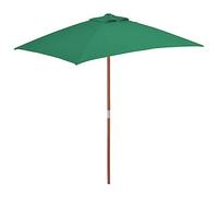vidaXL Ombrellone da Esterni con Palo in Legno 150x200 cm Verde