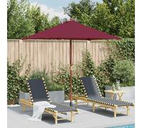 vidaXL Ombrellone da Esterni Palo in Legno 150x200 cm Rosso Bordeaux
