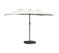 vidaXL ombrellone da Giardino a Doppio Ombrello con Struttura in Sabbia, in Poliestere e Acciaio. Dimensioni: 385 x 209 x 244 cm. Resistente ai Raggi UV e all'Acqua, ha Una manovella Regolabile ed è