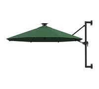 vidaXL Ombrellone da Giardino a Parete con LED 300 cm Verde