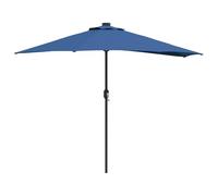 vidaXL Ombrellone da Giardino Azurblau con luci LED, in Alluminio e Poliestere, Resistente ai Raggi UV. Misure: 294 x 150 x 224 cm. con manovella, Pieghevole e Perfetto per Esterni. Ideale per Terra