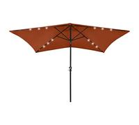 vidaXL Ombrellone da Giardino con LED Palo in Acciaio Terracotta 2x3 m