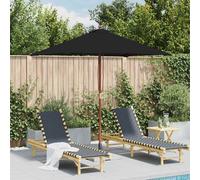vidaXL Ombrellone da Giardino con Palo in Legno 150x200 cm Nero