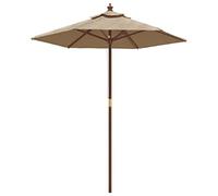 vidaXL Ombrellone da Giardino con Palo in Legno Tortora 196x231 cm
