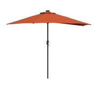 vidaXL Ombrellone da Giardino Mezzano con Luci LED, Tessuto Poliestere Anti-UV e Impermeabile, Manovella Regolabile, Struttura in Alluminio Grigio Scuro, 294 x 150 x 224 cm, Ombrelloni da Patio