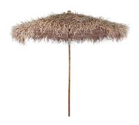 vidaXL Ombrellone da Giardino Sistema a Puleggia Singola Tenda Protezione Sole UV Ombra Parasole Colore Naturale in Bambù con Foglie di Banano 210 cm