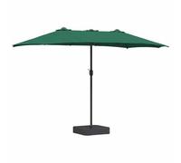 vidaXL Ombrellone da Patio Verde con Doppia Testa di, in Tessuto Poliestere Liscio con Protezione UV. Ha Una Struttura in Acciaio zincato e Misura 385 x 209 x 244 cm. c'è Una manovella per regolarlo