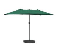 vidaXL Ombrellone da Patio Verde con Doppia Testa di, in Tessuto Poliestere Liscio con Protezione UV. Ha Una Struttura in Acciaio zincato e Misura 385 x 209 x 244 cm. c'è Una manovella per regolarlo