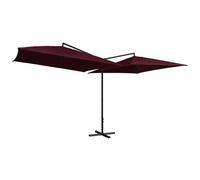 VIDAXL - Ombrellone Doppio Con Palo In Acciaio 250x250 Cm Rosso Bord