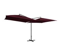 vidaXL Ombrellone Doppio con Palo in Acciaio 250x250 cm Rosso Bordò