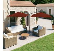 vidaXL Ombrellone Doppio con Palo in Acciaio Terracotta 600x300 cm