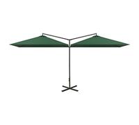 vidaXL Ombrellone Doppio con Palo in Acciaio Verde 600x300 cm