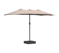 vidaXL Ombrellone Doppio Ramo per Esterni Tortora 385 x 209 x 244 cm Pieghevole con Manovella, Protezione UV, Resistente all'Acqua, in Poliestere. Ombrellone Moderno con Struttura in Acciaio Rivesti