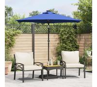 vidaXL Ombrellone Giardino con LED Palo Acciaio Azzurro 225x225x212 cm
