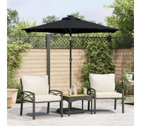 vidaXL Ombrellone Giardino con LED Palo Acciaio Nero 225x225x212 cm