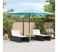 vidaXL Ombrellone Giardino con Palo in Acciaio Blu 388x388x248 cm
