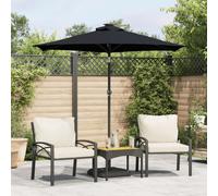 vidaXL Ombrellone Giardino con Palo in Acciaio Nero 225x225x212 cm