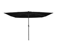 vidaXL ombrellone quadrato con luci LED 295 x 245 cm nero