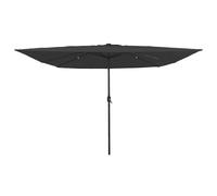 vidaXL Ombrellone quadrato con luci LED, 295x245 cm, grigio scuro.