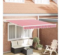 vidaXL Ombrellone Retrattile Rosso e bianco 350 x 250 cm