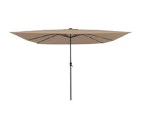 vidaXL Ombrellone rotondo grande Taupe | Meccanismo di inclinazione regolabile | Tessuto resistente ai raggi UV | Struttura in metallo a prova di ruggine | Ideale per ombra di balcone e piscina |
