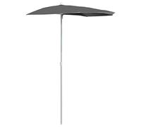 vidaXL Ombrellone Semicircolare con Palo 180x90 cm Antracite